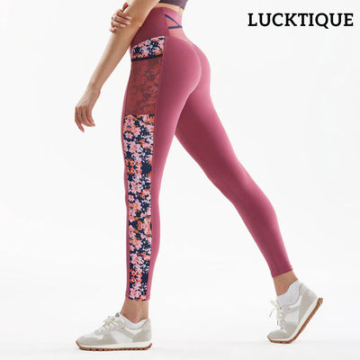 Pink Floral Comfy Leggings - LUCKTIQUE